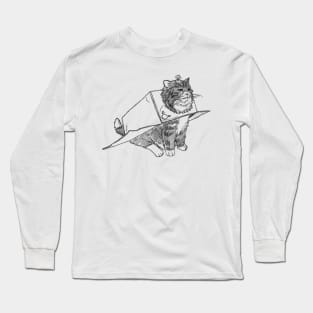 Black Line Box Robot Kitty Long Sleeve T-Shirt